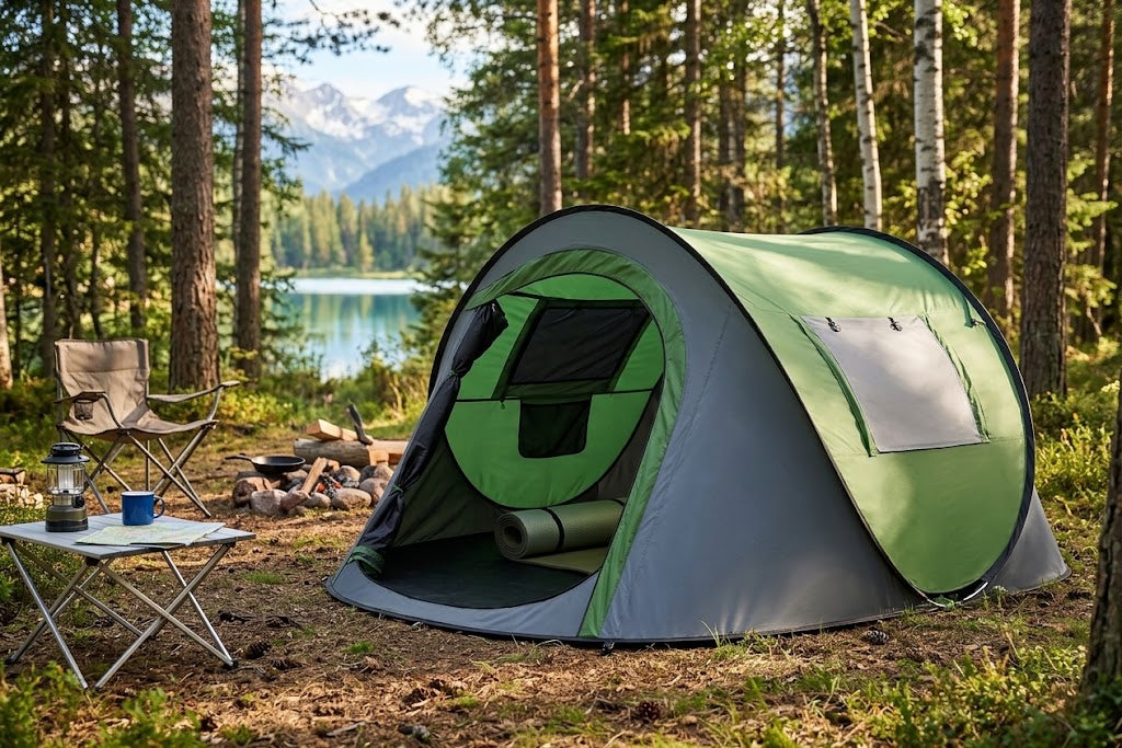 Tente de camping verte