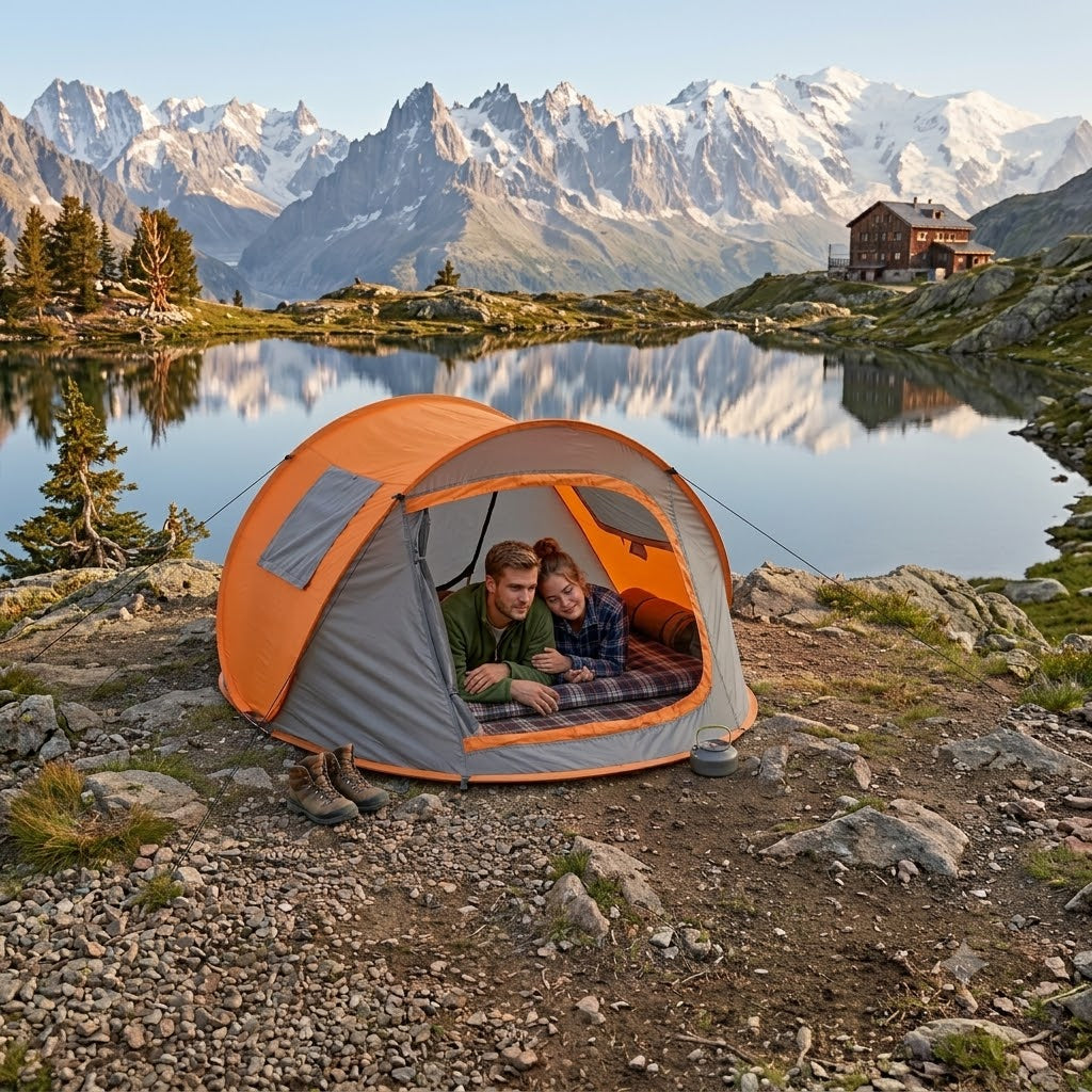 Tente de camping orange