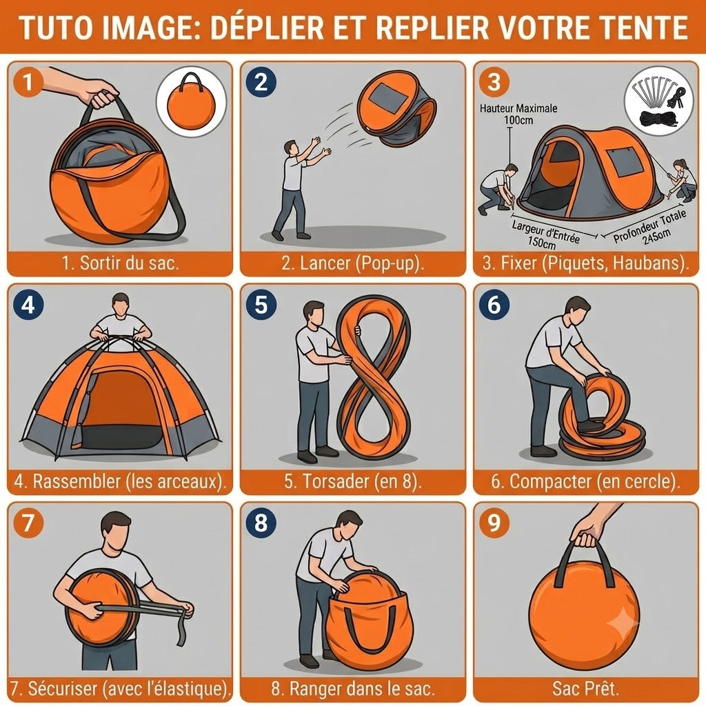 Tente de camping orange