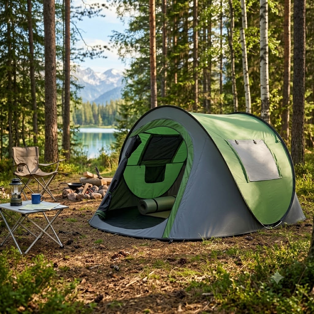 Tente de camping verte