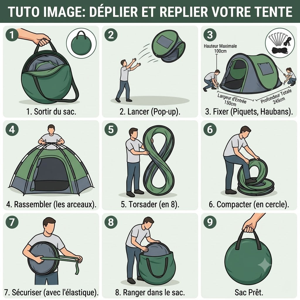 Tente de camping verte
